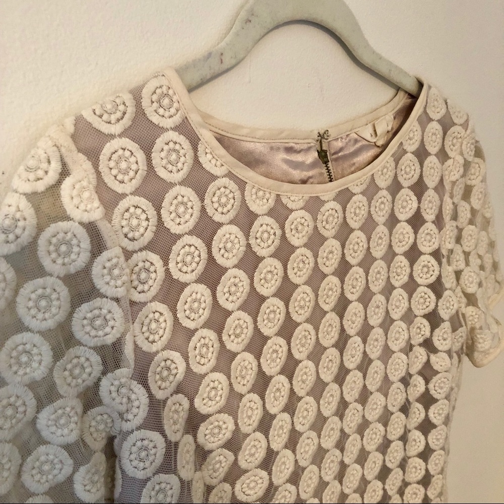 Short Sleeve Embroidered Dot Top